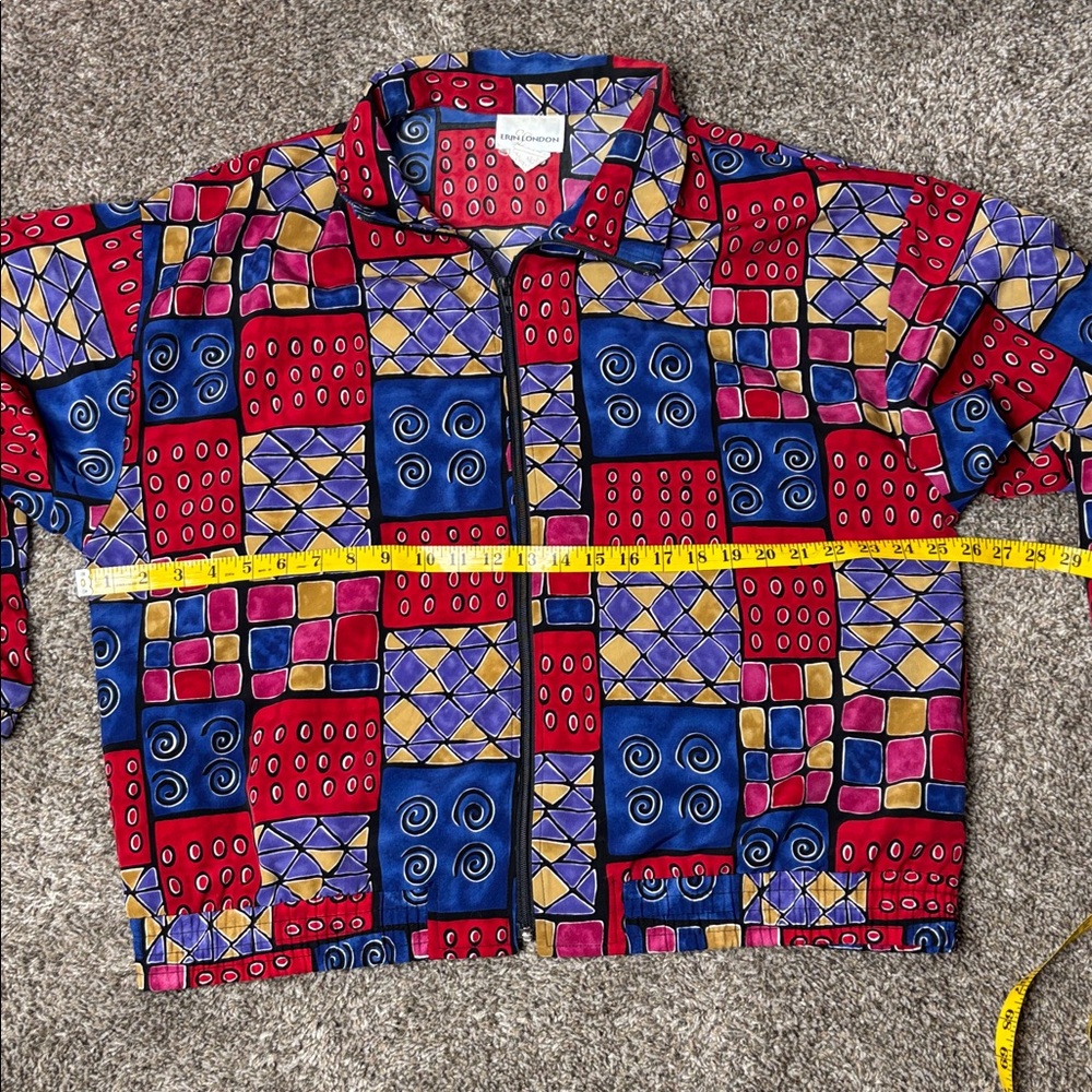 Vintage Patchwork Geometric Bomber Windbreaker Ja… - image 4